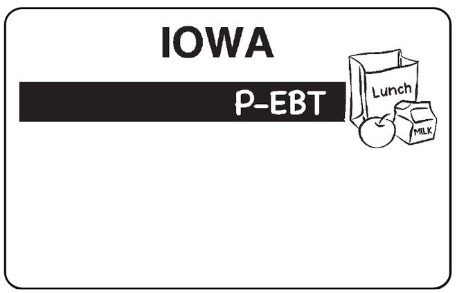 El programa que Iowa está eliminando gradualmente es el sucesor permanente de un plan de ayuda por el COVID-19 que proporcionaba tarjetas de débito para alimentos como ésta a familias que recibían almuerzos escolares gratuitos o a precio reducido.