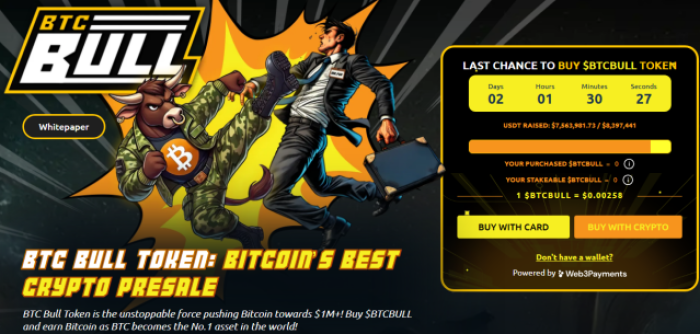 Página de Presasa de Token BTC Bull
