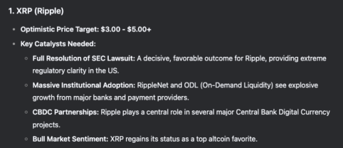 Predicción XRP de Deepseek AI