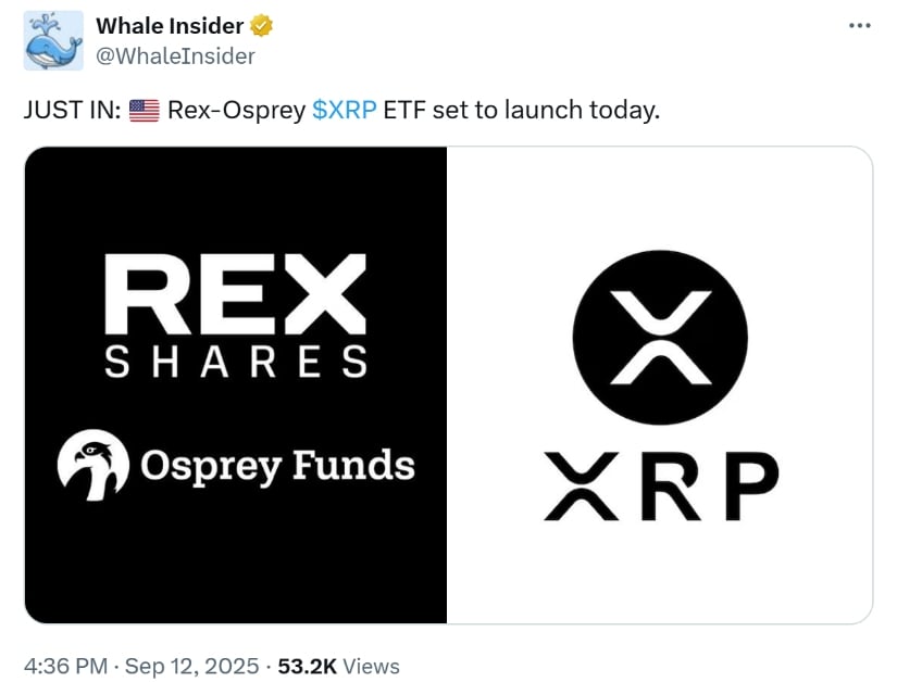 Rex-Osprey lanza el primer lugar estadounidense de XRP ETF