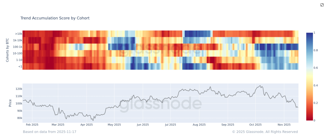 Puntuación de tendencia acumulada por cohorte (Glassnode)
