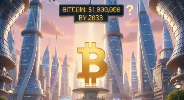 Bitcoin bulls are betting on a massive rally, with investors predicting a $1 million price by 2033, but near-term technical risks remain.