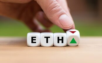 The letters "E, T, and H" on dice with an up and down arrow.