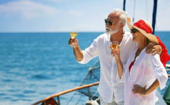 Two older investors on a yacht.