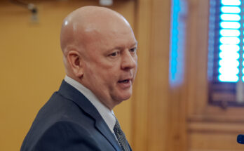 Tony Weingartner of Capitol Federal Savings Bank shares anecdotes of fraud with lawmakers at a March 16, 2026, hearing at the Statehouse in Topeka.