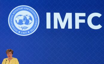 IMF Managing Director Kristalina Georgieva speaks during a press briefing following a meeting of the IMFC (International Monetary and Financial Committee) at the 2026 IMF and World Bank Group Spring Meetings in Washington, DC, on April 17, 2026.