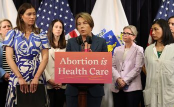 Governor Maura Healey spoke at a news conference earlier this month with reproductive rights advocates and health care providers.