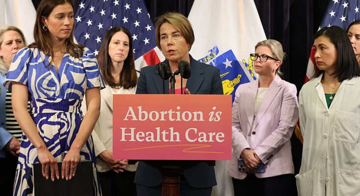 Governor Maura Healey spoke at a news conference earlier this month with reproductive rights advocates and health care providers.