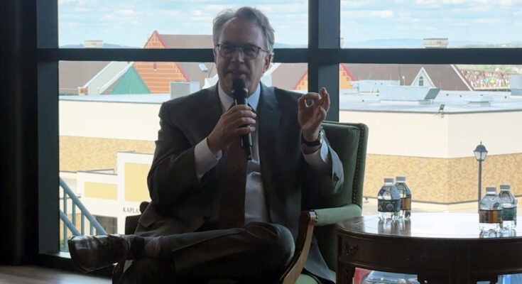 Federal Reserve Bank of New York President John C. Williams discusses the local and national economy at an event in Newburgh on Thursday.