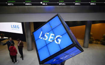 Inside the London Stock Exchange Group’s headquarters in London on April 28. Credit: Justin TALLIS/AFP via Getty Images